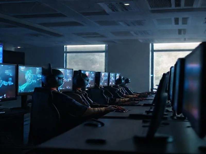 Ancient, monolithic alien ruins bathed in spectral glow.