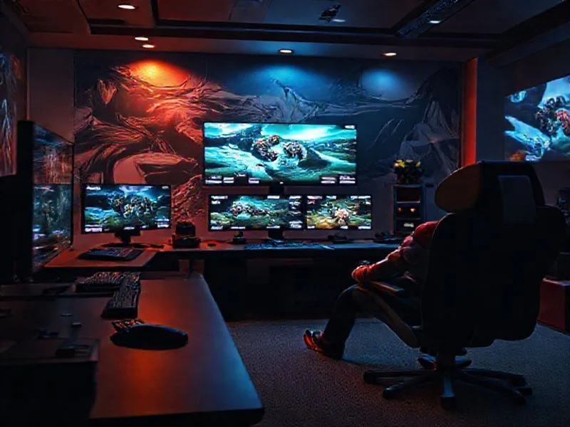 Abstract energy display of game physics simulations.